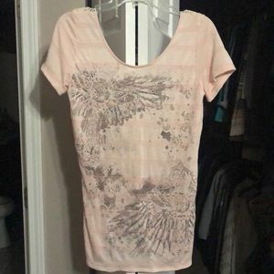 Lace back blush blouse